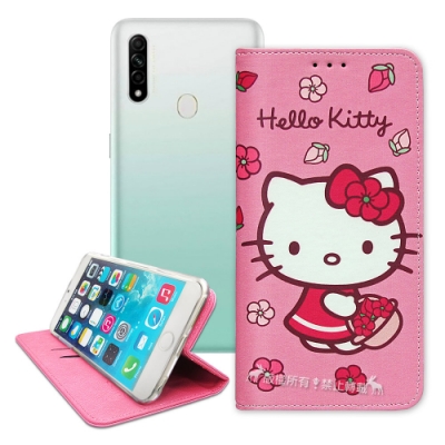 三麗鷗授權 Hello Kitty OPPO A31 2020 櫻花吊繩款彩繪側掀皮套