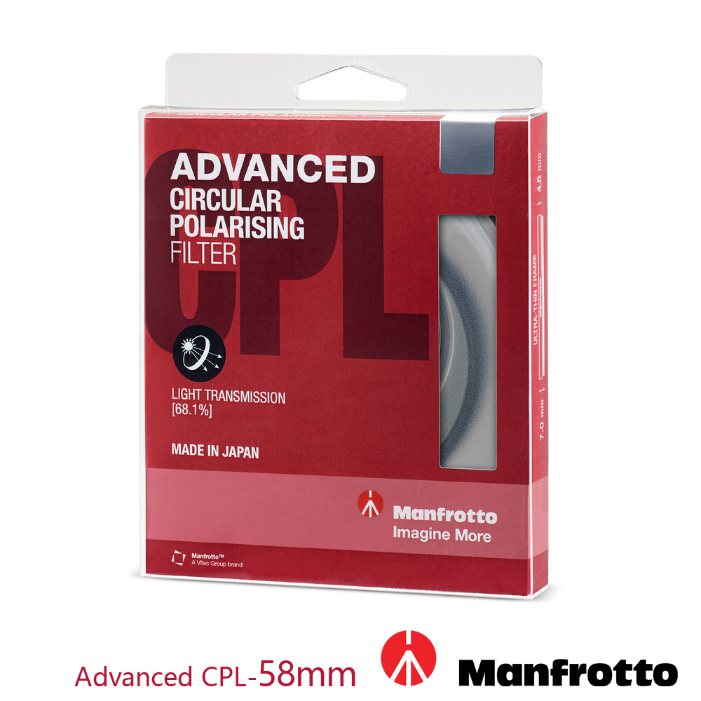 Manfrotto 58mm CPL鏡 Advanced 濾鏡系列