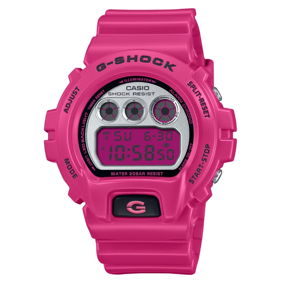 CASIO卡西歐 G-SHOCK  經典系列 運動電子錶 粉 DW-6900RCS-4_50mm