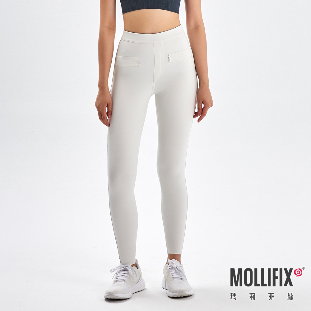 Mollifix 瑪莉菲絲 時尚外穿訓練剪剪褲、瑜珈服、Legging(芽白)