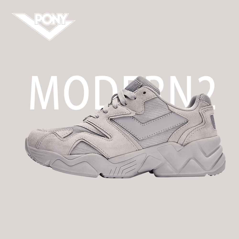 【PONY】MODERN2 電光鞋 復古慢跑鞋 中性款  純灰時尚