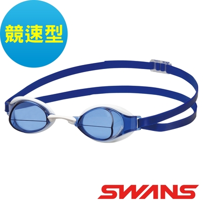 【SWANS 日本】競速款防霧泳鏡(IGNITION-N藍/抗UV/游泳/視野加大/防霧/矽膠軟墊)