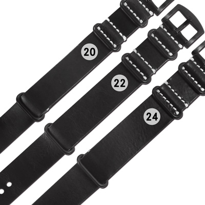 Watchband / 各品牌通用 百搭款 柔軟舒適 油蠟牛皮錶帶 - 黑色