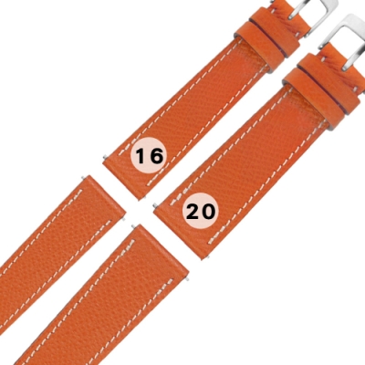 Watchband / HERMES 愛馬仕 高級替用真皮錶帶-橘x白色縫線