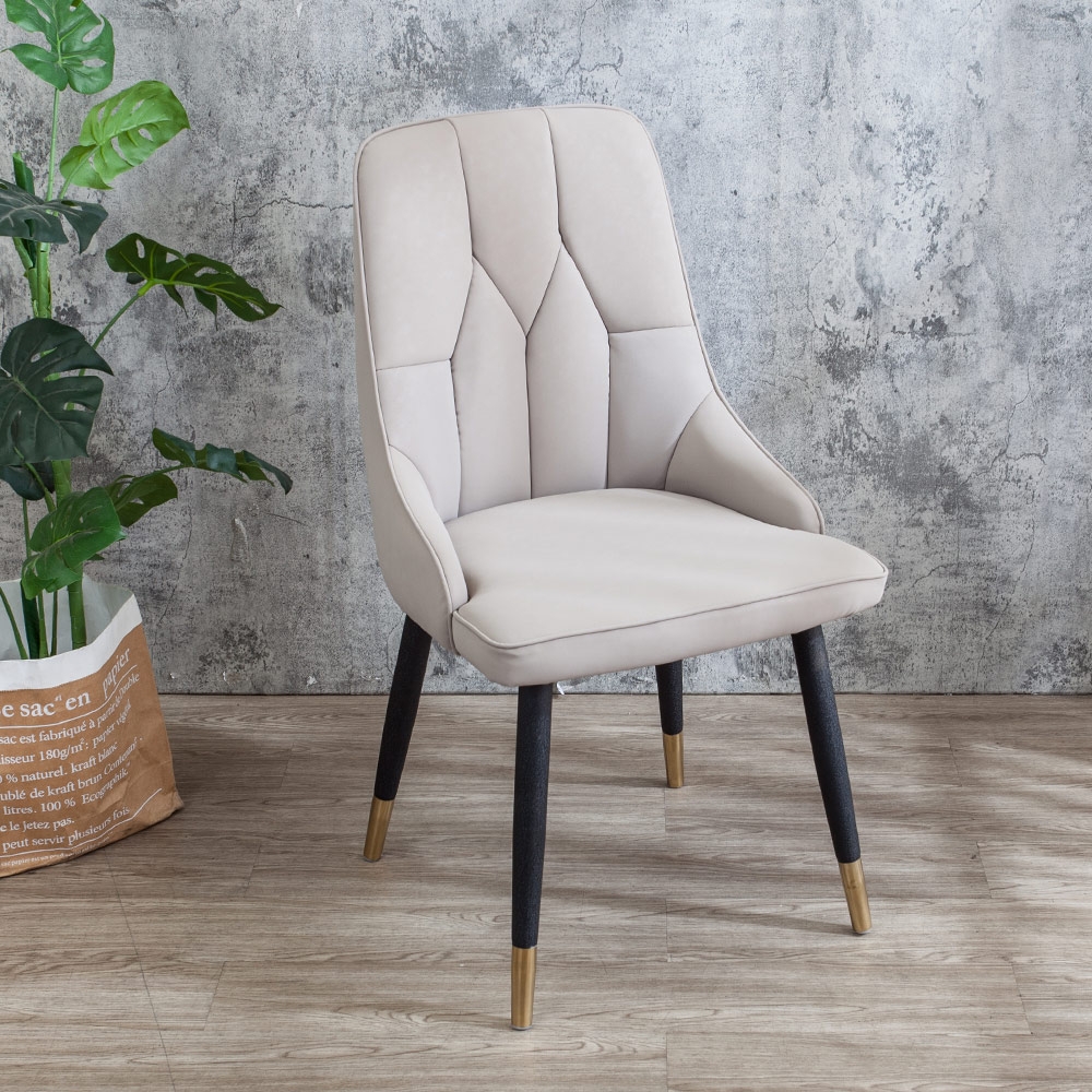 Boden-奧瑞工業風米色耐刮皮革餐椅/單椅-50x56x92cm