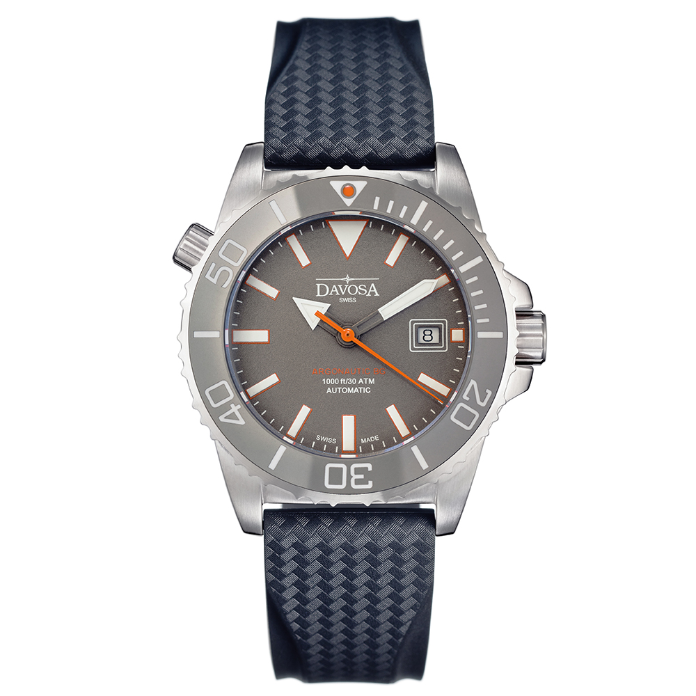 DAVOSA BG 300米排氦氣潛水專用錶-灰x橡膠錶帶/42mm