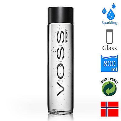 VOSS芙絲 挪威氣泡礦泉水(800ml)-黑蓋玻璃瓶