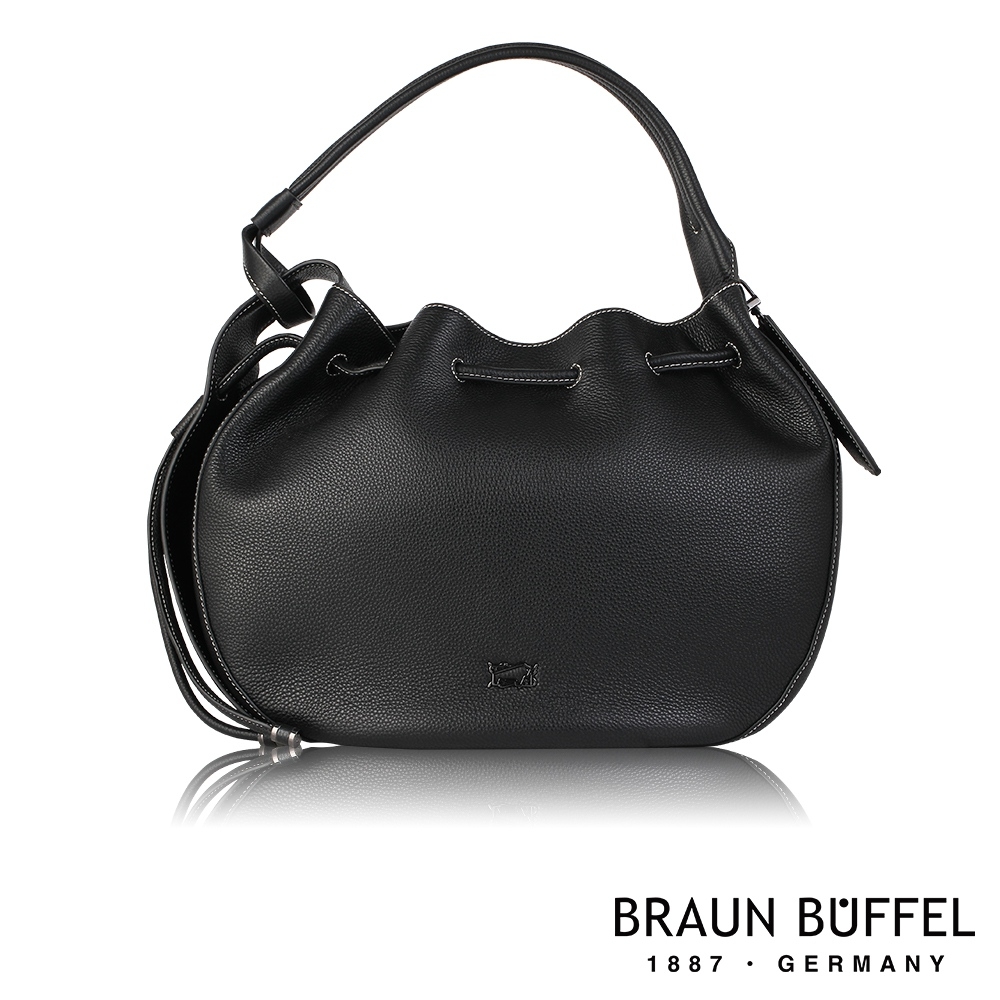 【BRAUN BUFFEL 德國小金牛】台灣總代理 維納斯 單肩包-黑色/BF677-A33-BK