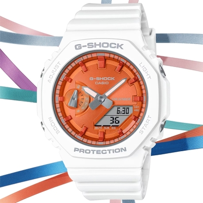 CASIO 卡西歐 G-SHOCK 冬季系列 繽紛金屬雙顯腕錶 母親節 禮物 42.9mm / GMA-S2100WS-7A