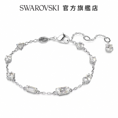 SWAROVSKI 施華洛世奇 Mesmera 手鏈 混合式切割，分散設計, 白色, 鍍白金色