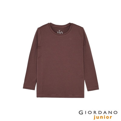 GIORDANO 童裝G-Warmer彈力圓領極暖衣 - 89 玫瑰紫X犬棕