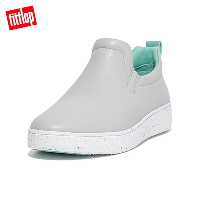 【FitFlop】】RALLY SPECKLE-SOLE LEATHER SLIP-ON TRAINERS 易穿脫時尚休閒鞋-女(柔和灰)