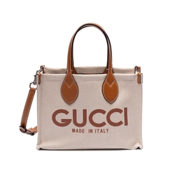 GUCCI 古馳 Mini Tote 迷你 帆布 子母包 手提包 肩背包 托特包 米色 淺棕色 772144