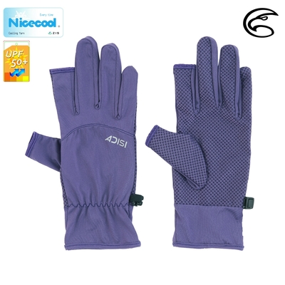 【ADISI】NICECOOL 吸濕涼爽抗UV露指止滑手套 AS23015 / 繡球紫