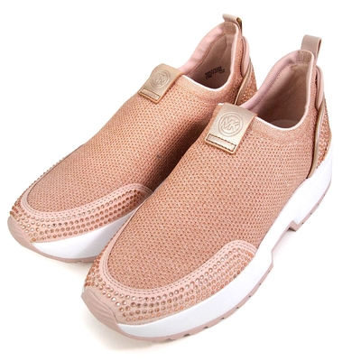 MICHAEL KORS Muse Slip On 圓標Logo彈性材質拼接懶人休閒襪球鞋(粉金色)