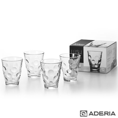 ADERIA 日本進口玻璃酒杯四件套組315ML(圓點款)
