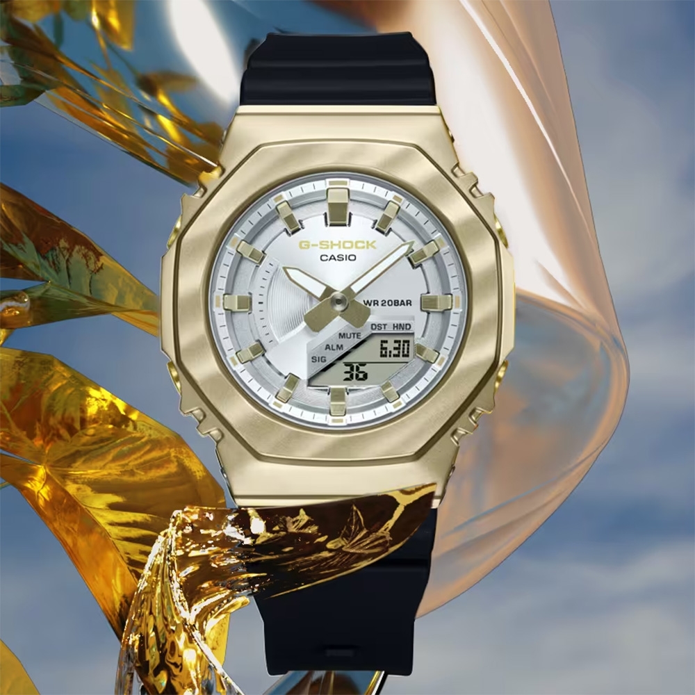 CASIO 卡西歐 G-SHOCK 八角 農家橡樹 香檳金系列雙顯手錶 送禮推薦 GM-S2100BC-1A