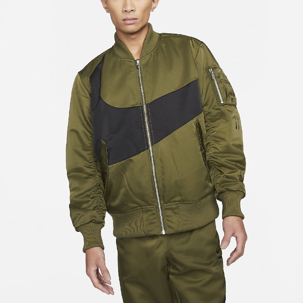 Nike 外套 Synthetic-Fill Jacket 男 雙面穿 保暖 拒水緞面斜紋面料 口袋 黑 綠 DD6056-326