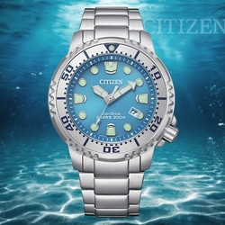 CITIZEN 星辰 PROMASTER 光動能 冰河藍 不鏽鋼防水200米潛水錶-44mm BN0165-55L