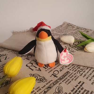 美國Ty 聖誕帽鈴鐺企鵝毛絨玩偶(含掛繩)