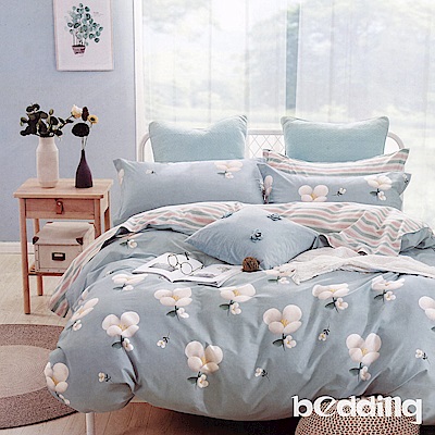 BEDDING-100%棉特大雙人6x7尺薄式床包-春的氣息