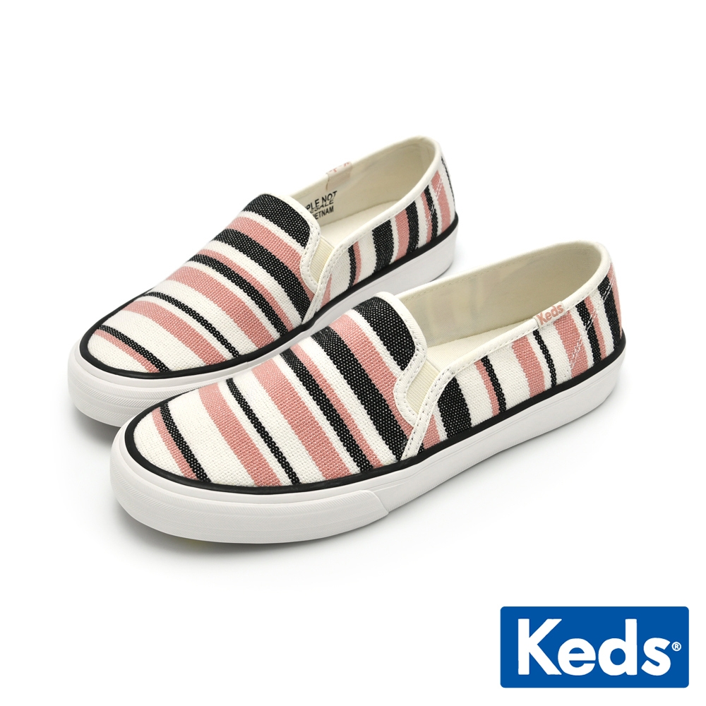KEDS DOUBLE DECKER 風格線條帆布休閒鞋-黑/粉紅 9232W123476
