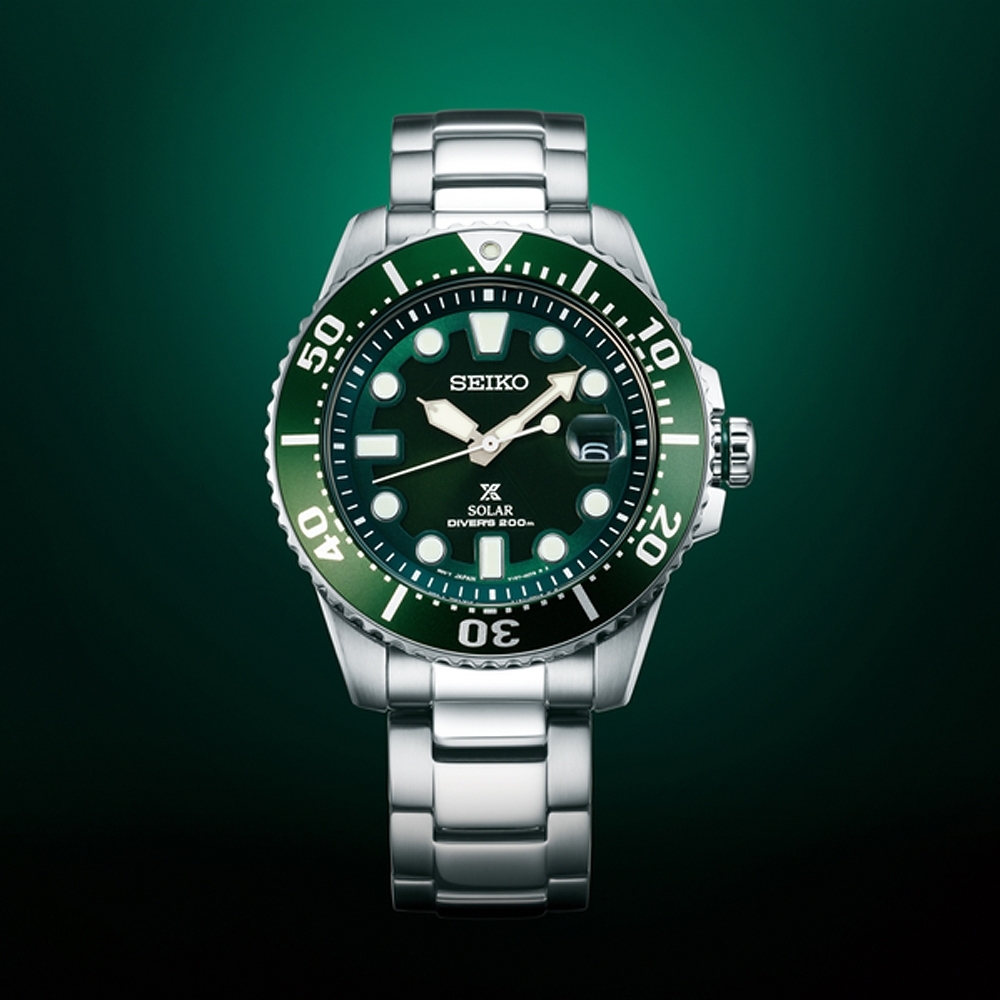 SEIKO精工 PROSPEX 綠水鬼200米 太陽能腕錶 SNE579P1 / V157-0DF0G