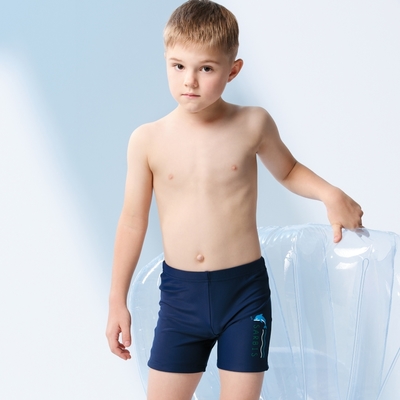 沙兒斯 兒童泳裝 飛躍海豚卡通印染五分男童泳褲