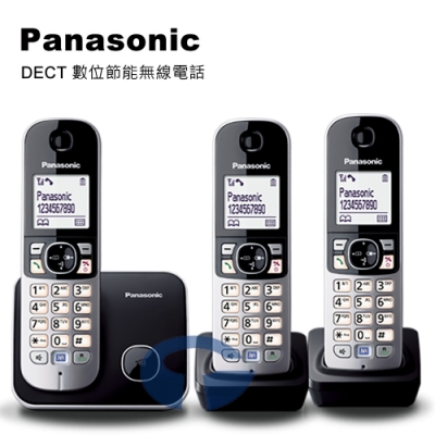 Panasonic DECT 節能數位大字體無線電話 KX-TG6812+1 (極致黑)