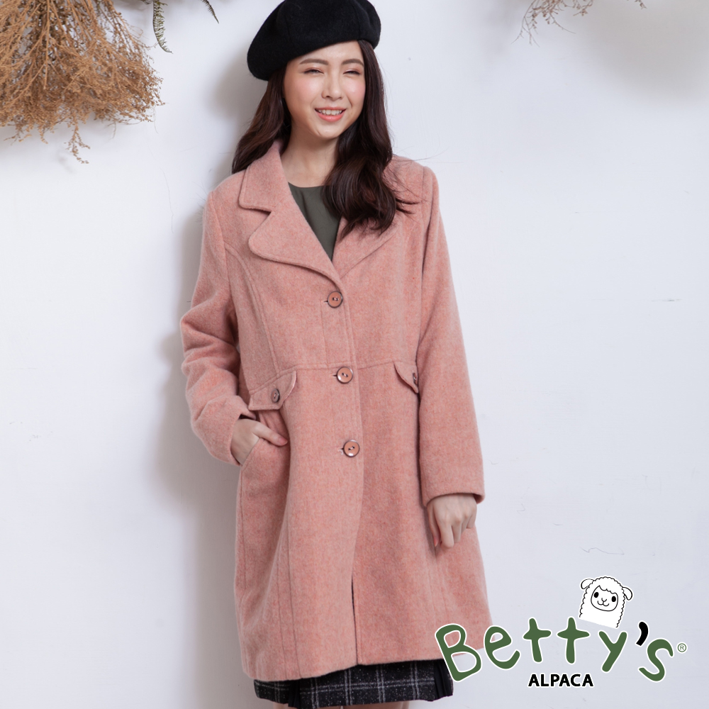 betty’s貝蒂思　西裝領混羊毛質感大衣(淺粉桔)