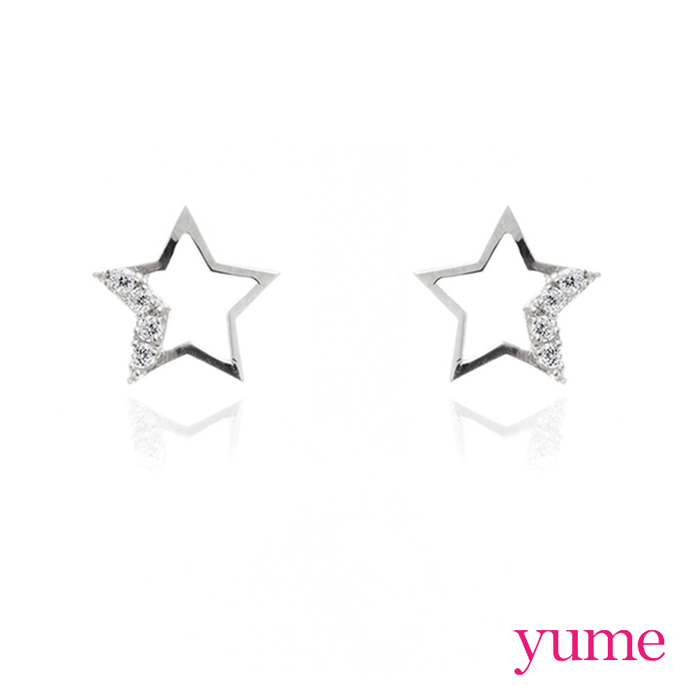 YUME - K金簍空星星晶鑽耳環