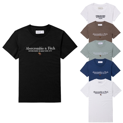 A&F 麋鹿 AF 熱銷刺繡文字彩麋鹿圖案短袖T恤-多色選