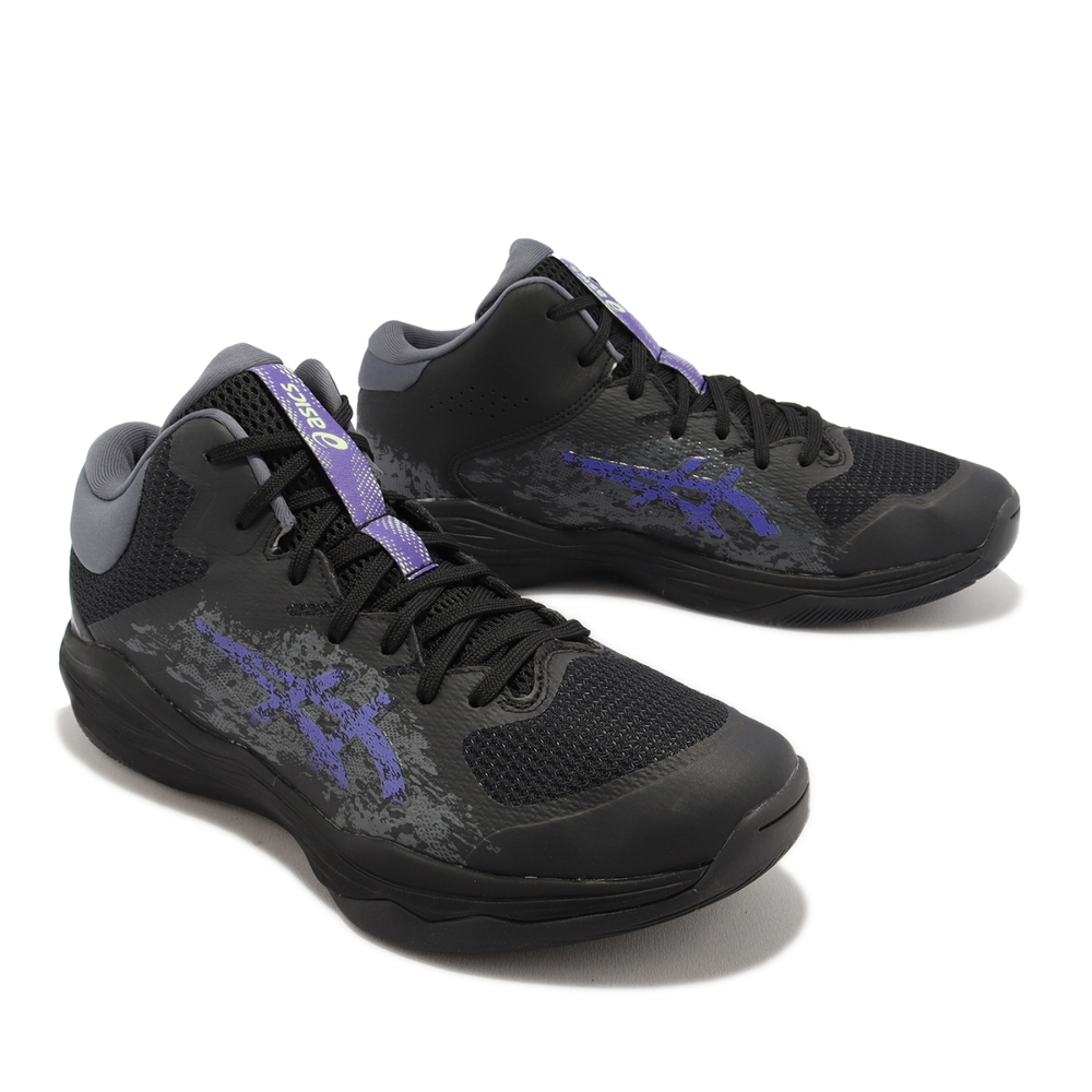 Asics 籃球鞋Nova Flow 2 男鞋黑紫中筒亞瑟膠穩定支撐亞瑟士