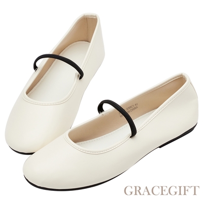【Grace Gift】芭蕾見習生平底娃娃鞋 米白