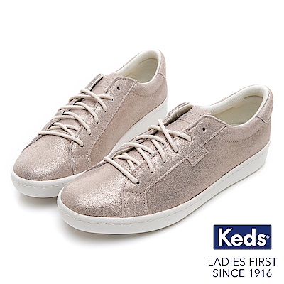 Keds ACE 麂皮綁帶休閒鞋-香檳金