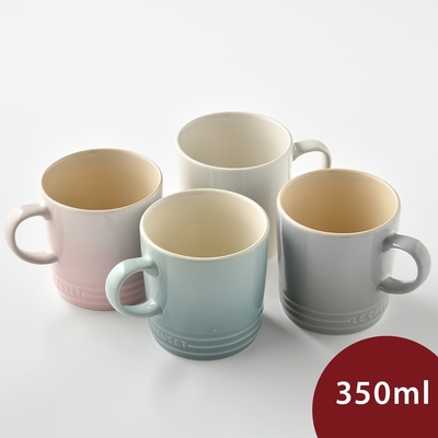 Le Creuset 悠然恬靜系列 英式馬克杯組 350ml 4入 蛋白霜/貝殼粉/海洋之花/迷霧灰