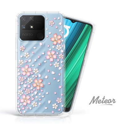 Meteor realme narzo 50A 奧地利水鑽彩繪防摔殼 - 櫻花