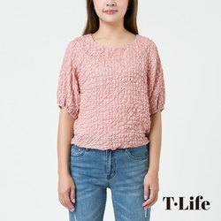 T.Life 韓系泡泡布短版造型上衣(3色)