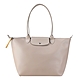 LONGCHAMP LE PLIAGE CITY系列PVC帆布長把肩背水餃包(大/沙白) product thumbnail 1