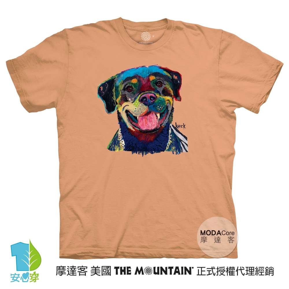 摩達客-美國進口The Mountain 快樂羅威納犬 純棉環保藝術中性短袖T恤