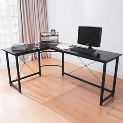 樂嫚妮 簡約L型轉角工作書桌/辦公桌-黑色