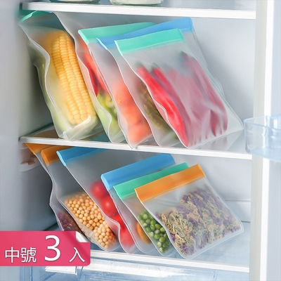【荷生活】可重覆使用EVA食品保鮮袋 加厚款冰箱食材分類分裝袋-中號3入組