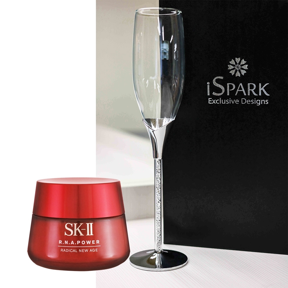 SKII-R.N.A. 超肌能緊緻活膚霜 100g+iSpark時尚晶鑽香檳杯