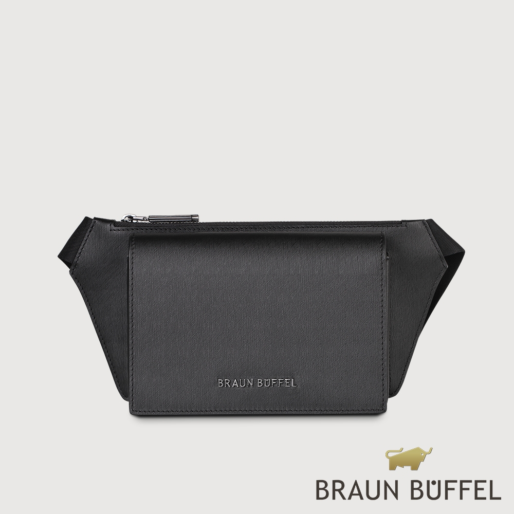 【BRAUN BUFFEL 德國小金牛】台灣總代理 紐瓦斯 腰胸包-黑色/BF534-07-BK