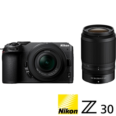 nikon z30 kit 附 z 16-50mm vr + 50-250mm vr 雙鏡組 (公司貨) aps-c 無反微單眼相機 4k錄影 wifi傳輸 翻轉螢幕 直播 vlog