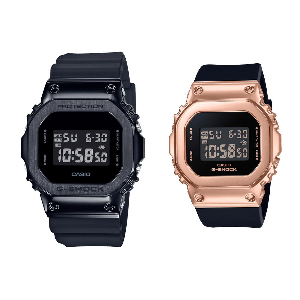 CASIO卡西歐G-SHOCK 金屬錶殼高端時尚質感經典對錶GM-5600B-1/GM