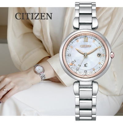 CITIZEN 星辰xC心蕊限定款 光動能電波對時鈦金屬淑女錶-雙色29mm ES9466-65W