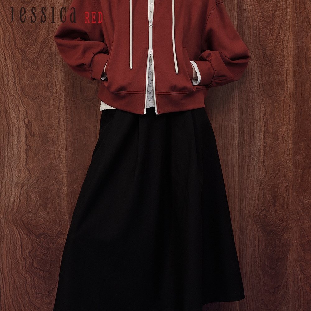 JESSICA RED - 氣質百搭寬鬆折邊鬆緊腰帶長裙R35102