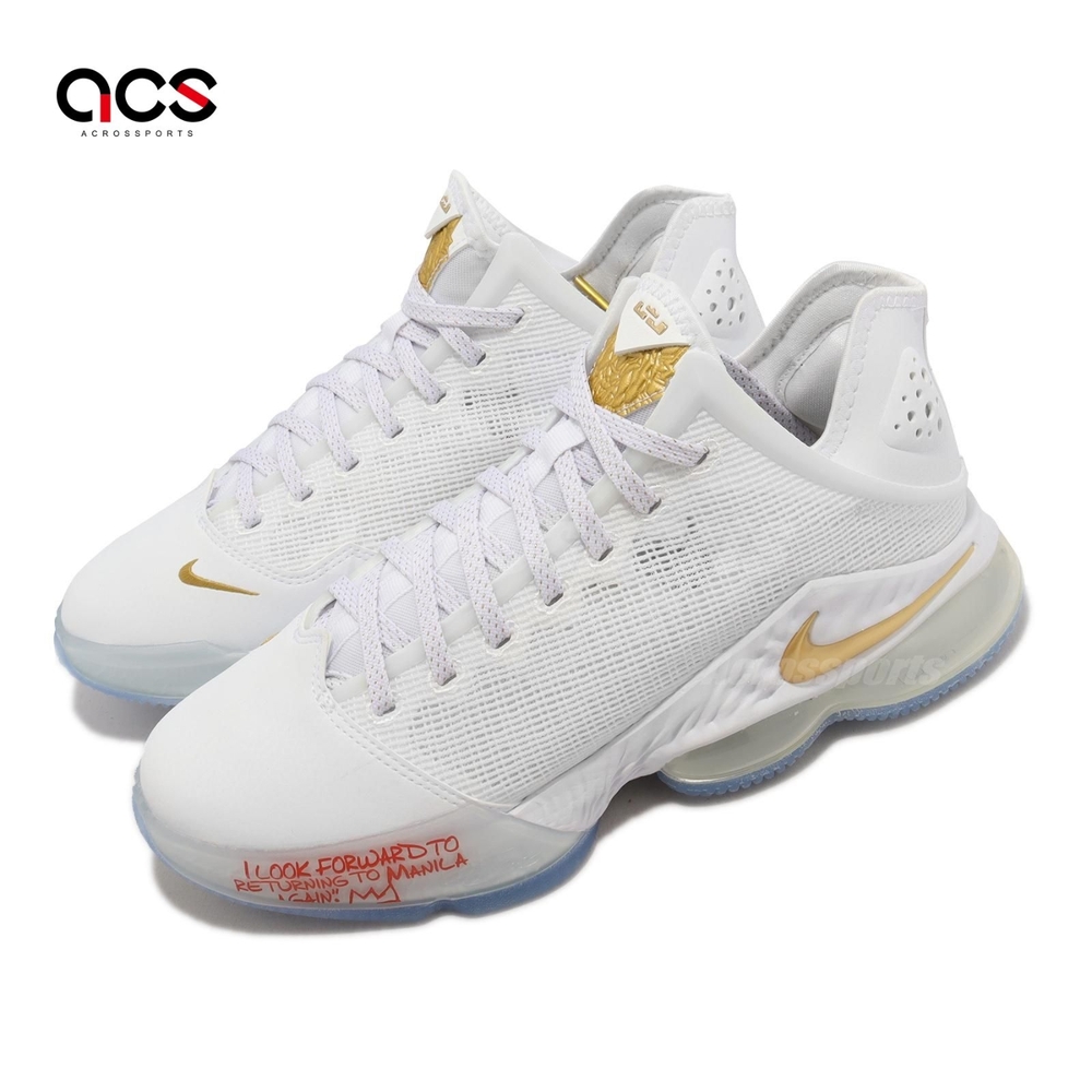 Nike 籃球鞋 Lebron XIX Low EP 白 金 冰底 聯名 手寫 Beyond The Seas DV3334-100