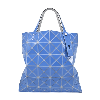 ISSEY MIYAKE 三宅一生 BAOBAO 粉彩透光6x6亮面手提包-藍